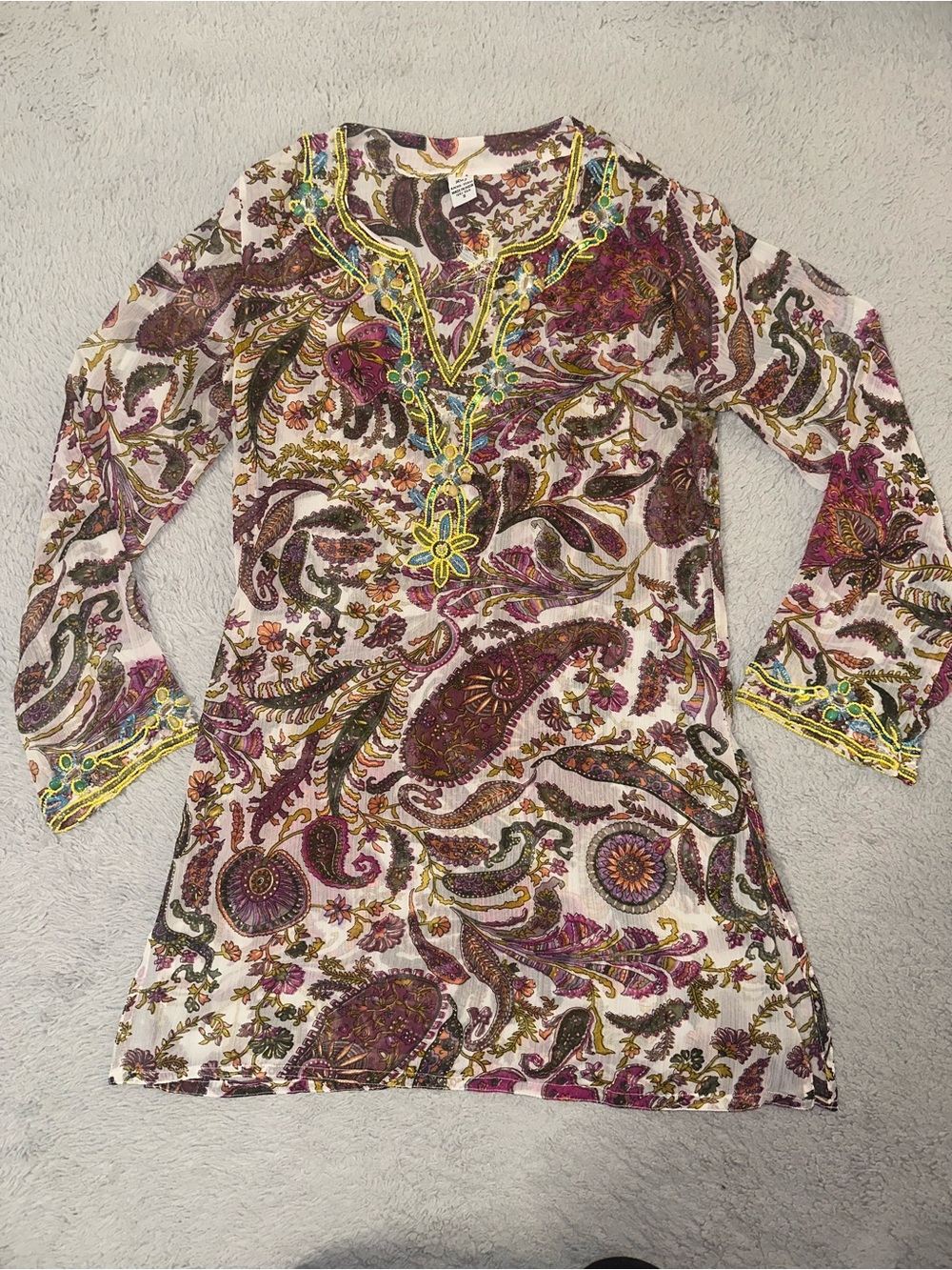 Silk Paisley beaded tunic